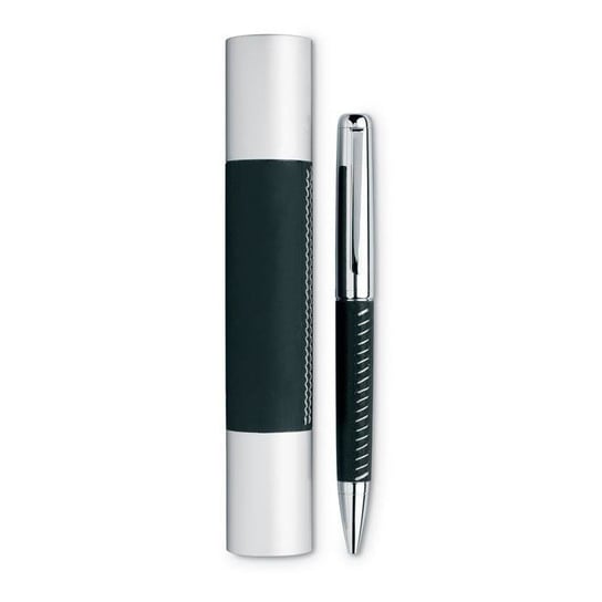 Długopis w aluminiowej tubie, czarno-srebrny UPOMINKARNIA