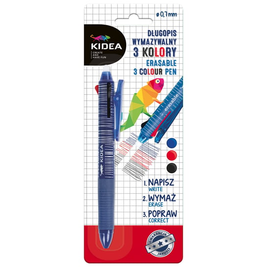 Długopis wymazywalny, 3 kolory KIDEA