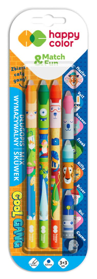 Długopis wymazywalny Cool Gang, 0,5 mm, niebieski, 3 szt. + 3 skuwki na blistrze, Happy Color Happy Color