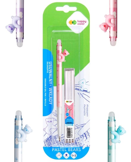 Długopis Wymazywalny + Wkłady Pastel Bears Blister Happy Color Happy Color