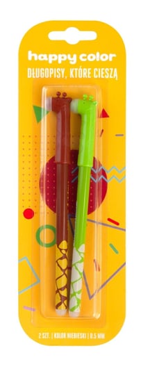 Długopis wymazywalny Żyrafy, niebieski, 0.5 mm, blister, 2 sztuki Happy Color