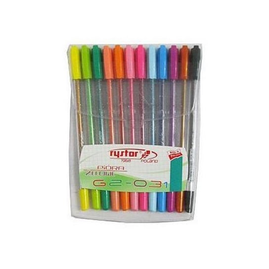 Długopis Żelowy 12 Kolorów Fluo-Brokatowy Rystor 426-121 Rystor