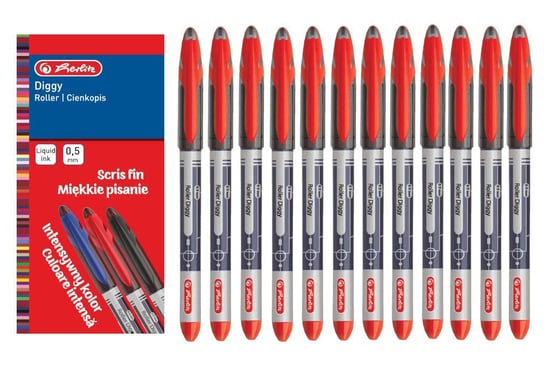 Długopis żelowy 12szt Diggy 0,5mm czerwony HERLITZ Herlitz