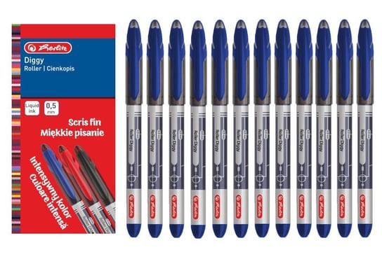 Długopis żelowy 12szt Diggy 0,5mm niebiesk HERLITZ Herlitz