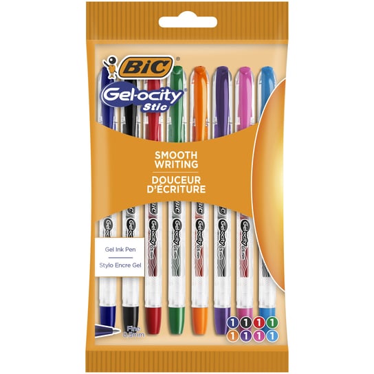 Długopis żelowy, Bic Gel-Ocity Stic, 0.5 mm, pouch, 8 kolorów BIC