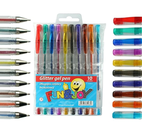Długopis żelowy brokatowy 10 kolorów Fun&Joy Titanum