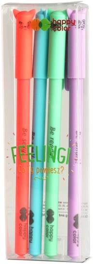 Długopis żelowy Feelingi Cats, niebieski, 0.5 mm, 4 sztuki Happy Color