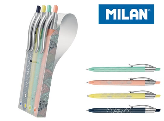 Długopisy atramentowe, p1 silver, 4 kolory Milan