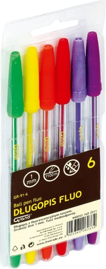 Długopisy fluorescencyjne, 6 sztuk Grand