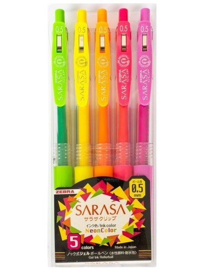 Długopisy Sarasa Clip Neon 5 zestaw FANDY