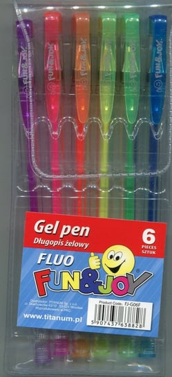 Długopisy żelowe, 6 kolorów Titanum