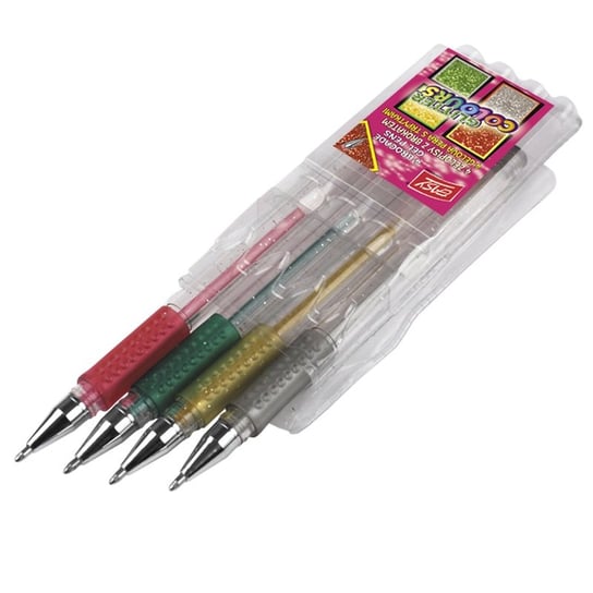 Długopisy żelowe, brokatowe, 4 kolory Easy