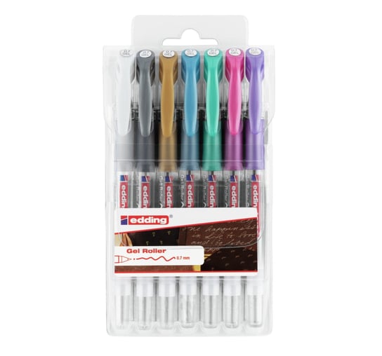 Długopisy żelowe, Edding crystal jelly, 7 kolorów Edding