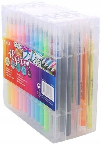 Długopisy żelowe, kolorowe, 48 sztuk Avec