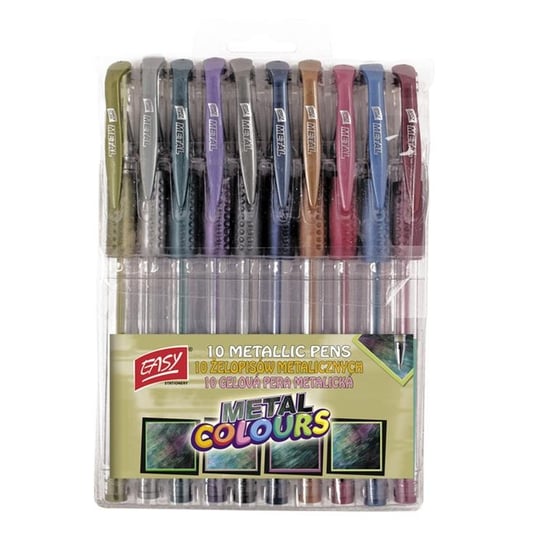 Długopisy żelowe, metaliczne, 10 kolorów Easy