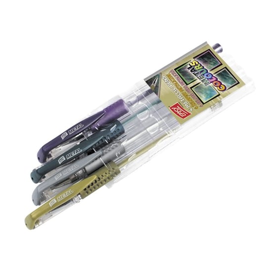Długopisy żelowe, metaliczne, 4 kolory Easy