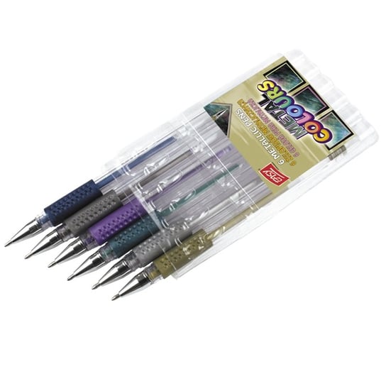 Długopisy żelowe, metaliczne, 6 kolorów Easy