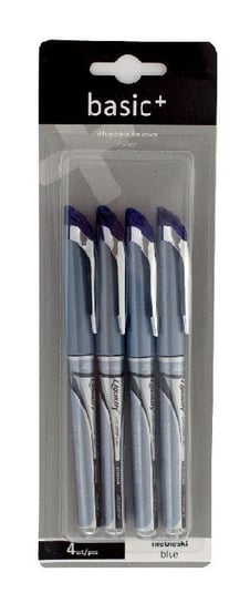 Długopisy żelowe, niebieskie, 4 sztuki, Basic Basic