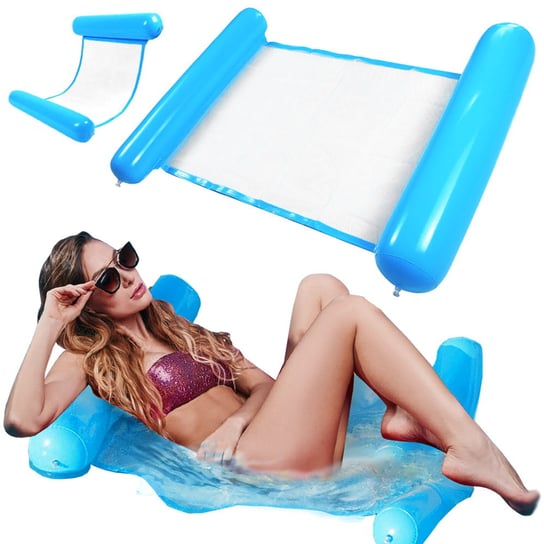 Dmuchany hamak wodny materac leżak fotel ponton do basenu nad morze na plażę | niebieski ActivePlus