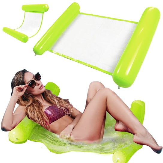 Dmuchany hamak wodny materac leżak fotel ponton do basenu nad morze na plażę | zielony ActivePlus