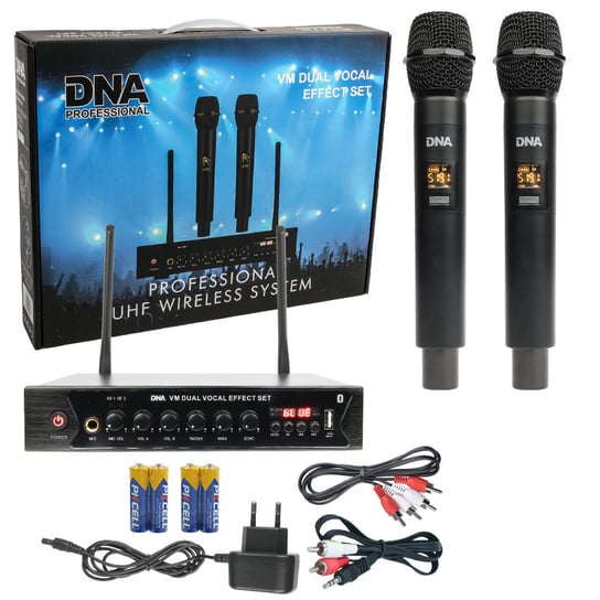 Dna Vm Dual Vocal Effect Set Mikrofon Bezprzewodowy 2X Nadajnik Doręczny System Nagłośnienia 518-542 Mhz Usb Bluetooth DNA