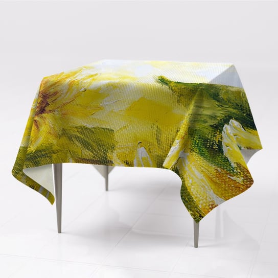 Do pokoju obrus na stół Słoneczniki delikatny wzór, Fabricsy, 150x150 cm Fabricsy