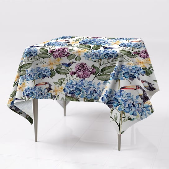 Do salonu kolorowy obrus na stół Kwiaty retro wzór, Fabricsy, 150x150 cm Fabricsy