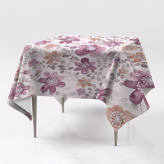 Do salonu obrusy na stół gładkie Różowe kwiaty eko, Fabricsy, 150x150 cm Fabricsy
