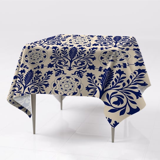 Do wnętrz obrus na stół Niebieski wzór do domu eko, Fabricsy, 150x150 cm Fabricsy