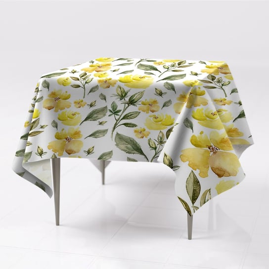 Do wnętrz obrusy na stół kolory Żółte kwiaty wzory, Fabricsy, 150x150 cm Fabricsy