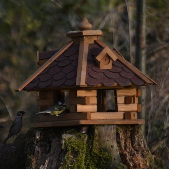 dobar Sześciokątny domek dla ptaków, naturalny kolor drewna i czerwony Inny producent