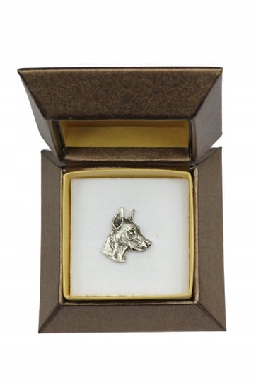 Doberman Dobermann posrebrzany pin w pudełku Inna marka