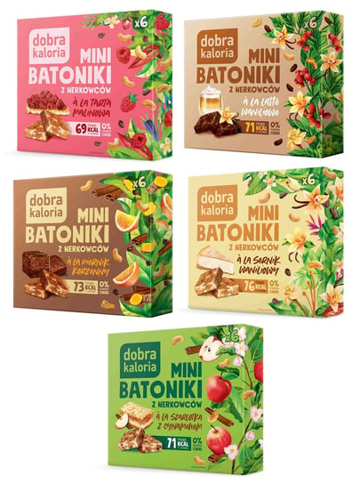 Dobra Kaloria Zestaw Mini Batoników Bez Cukru Zdrowe Batony Mix Smaku 5szt DOBRA KALORIA