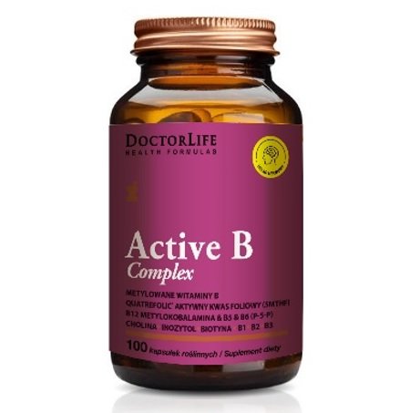 Doctor Life, Active B Complex Low Odor B-Complex optymalny kompleks witamin B,  Suplement diety, 100 kaps. Doctor Life