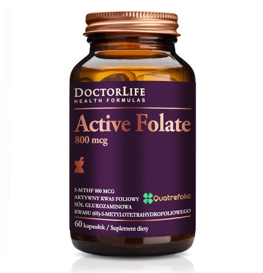 Doctor Life,Active Folate aktywny kwas foliowy 800mcg suplement diety 60 kapsułek Doctor Life