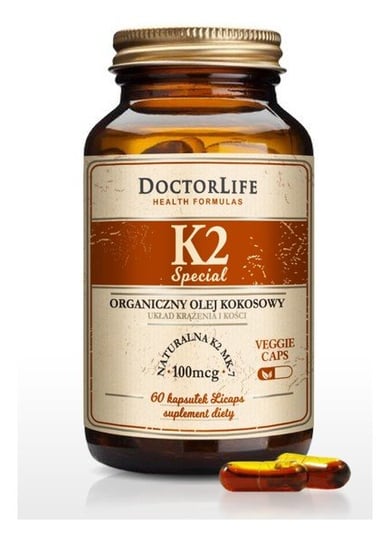Doctor Life, K2 organiczny olej kokosowy naturalna K2 MK-7, Suplement diety, 60 kaps. Doctor Life