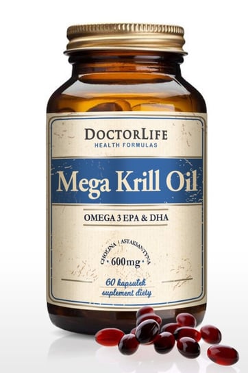 Doctor Life, Mega Krill Oil Omega 3 EPA & DHA olej z kryla 600 mg, Suplement diety, 60 kaps. Doctor Life