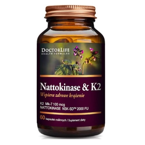 Doctor Life, Nattokinase & K2 K2 Mk-7 100 mg,  Suplement diety, 100 kaps. Doctor Life