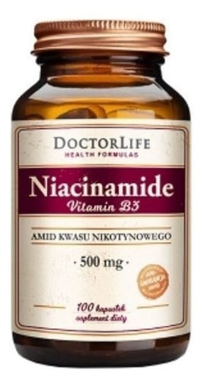 Doctor Life, Niacinamide Vitamin B3 amid kwasu nikotynowego 500 mg,  Suplement diety, 100 kaps. Doctor Life