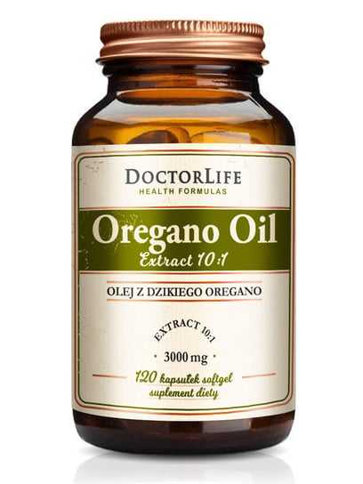 Doctor Life Oregano Oil olej z dzikiego Oregano 3000mg suplement diety 120 kapsułek Doctor Life