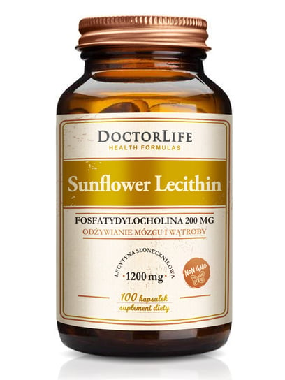 Doctor Life Sunflower lecithin lecytyna słonecznikowa 1200mg suplement diety 100 kapsułek Doctor Life