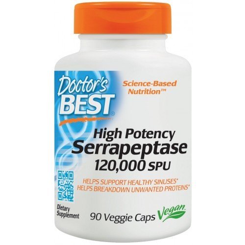 Doctor's Best Serrapeptase (Enzym Serrapeptaza) 120 000 SPU Suplement diety, 90 kaps. wegańskich Doctor's Best