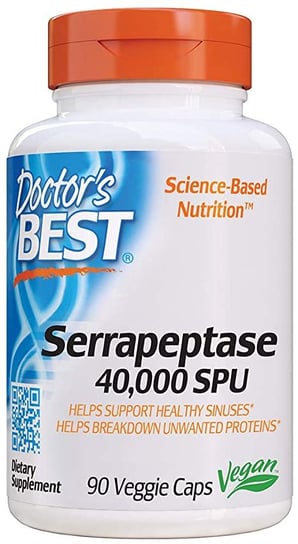 Doctor's Best Serrapeptase (Enzym Serrapeptaza) 40 000 SPU Suplement diety, 90 kaps. wegańskich Doctor's Best