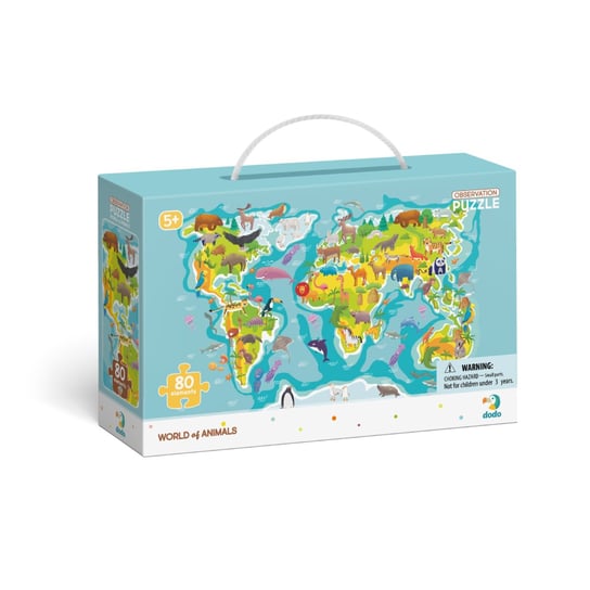Dodo, puzzle, obserwacyjne Mapa Świata Zwierząt, 80 el. Dodo