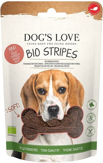 DOG'S LOVE BIO Stripes - miękkie paski z ekologicznego mięsa wołowego przysmaki dla psa (150g) Lovedog