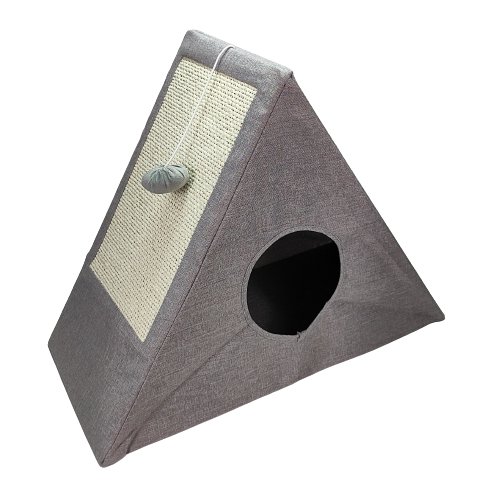 Domek dla kota piramida z drapakiem - szary Free & Easy