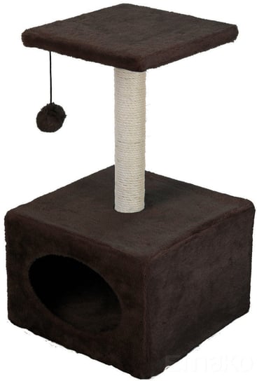Domek dla kota z drapakiem i zabawką, brązowy, 53x30x30 cm. Pets Collection