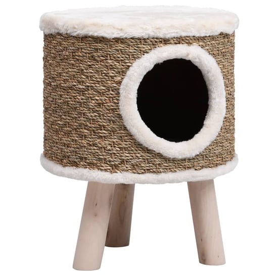 Domek dla kota z drewnianymi nóżkami, 41 cm, trawa morska vidaXL