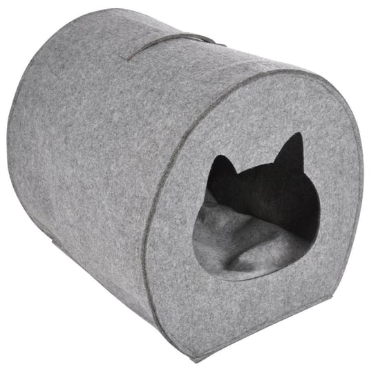 Domek dla kota z poduszką owalny FEUTRINE, 37 x 33 x 33 cm, jasnoszary Love Story