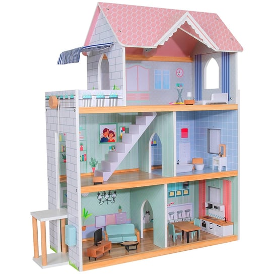 Domek dla lalek duży drewniany z windą zabawka Mini Matters
